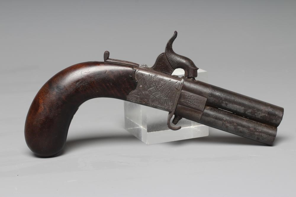A PERCUSSION TURN BARREL PISTOL by Egan Image
