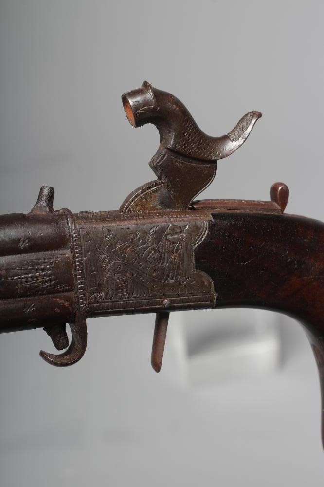 A PERCUSSION TURN BARREL PISTOL by Egan Image