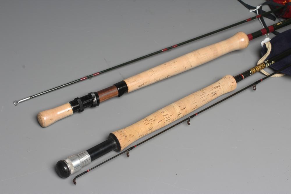 TWO GRAPHITE FLY FISHING RODS, comprising a Hardy "HardyGraphite" 9' 3" #7/8 two piece, and a Bruce Image