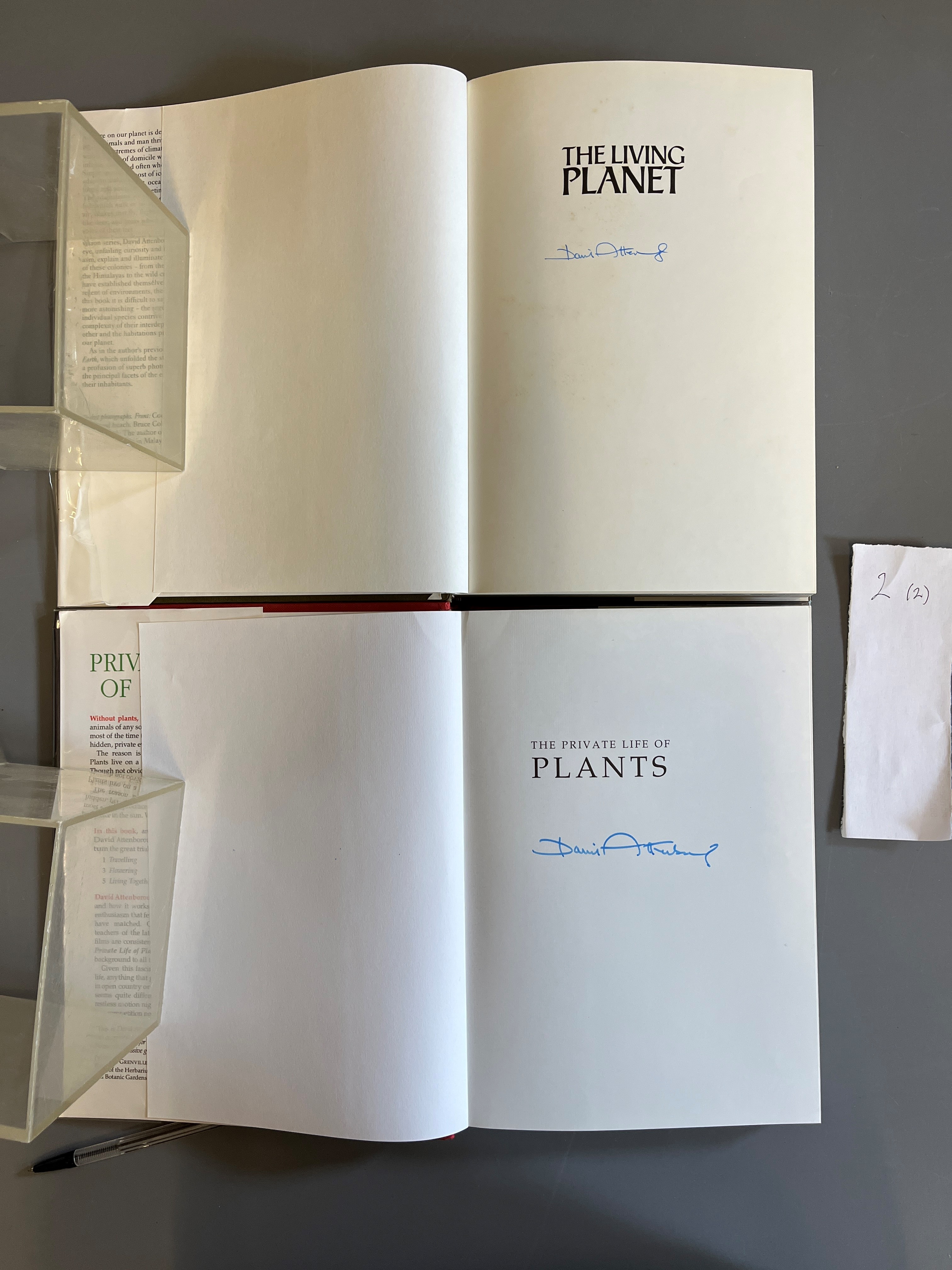 SIGNED DAVID ATTENBOROUGHS: The Living Planet, 1984 & The Private Life of Plants, 1985 (2) (Est. Image
