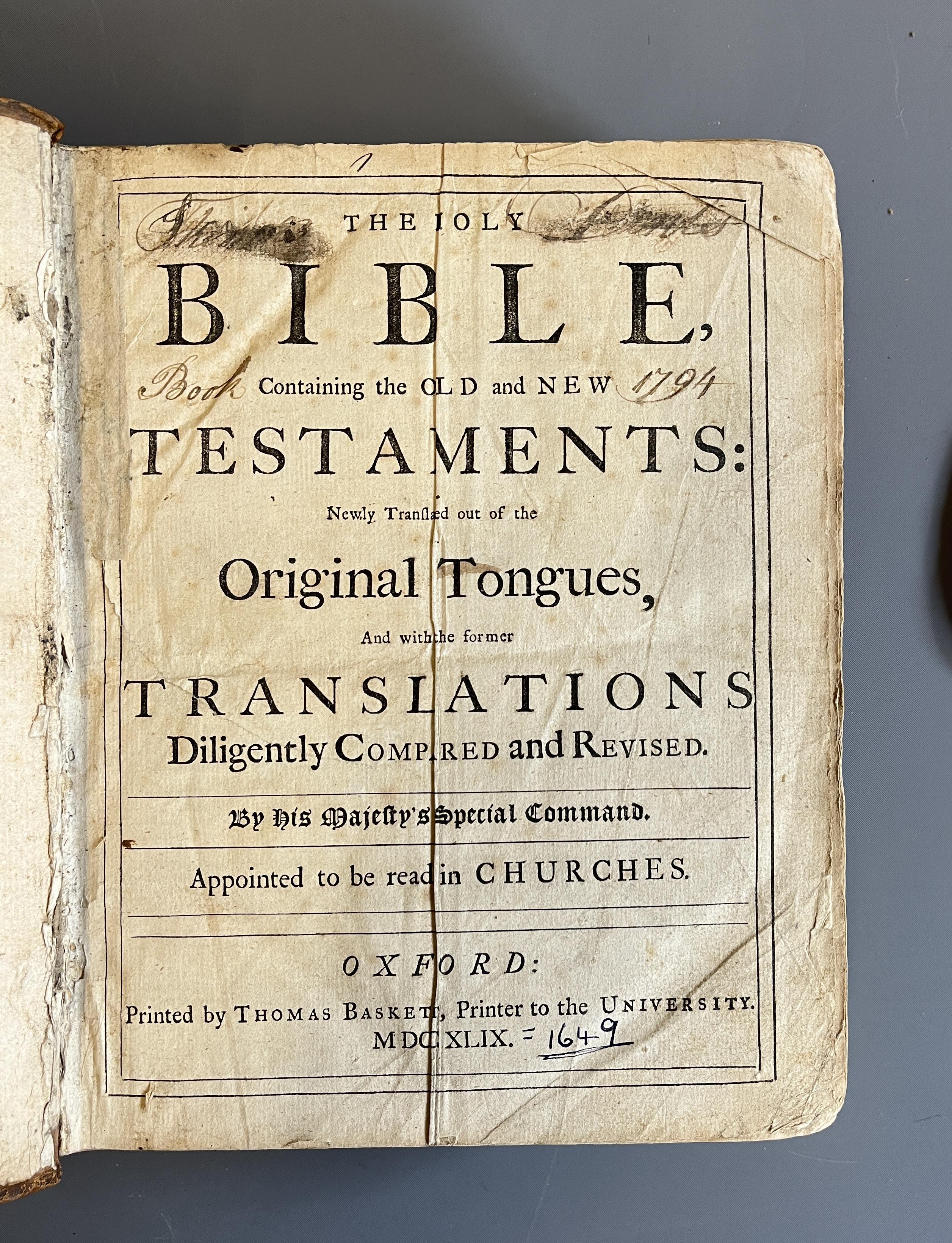 THE HOLY BIBLE CONTAINING THE OLD AND NEW TESTAMENTS Image