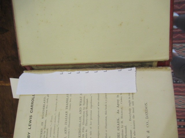 ALICE IN WONDERLAND, Lewis Carroll, 1876, Macmillan, 51st Thousand; good condition, lower inner Image