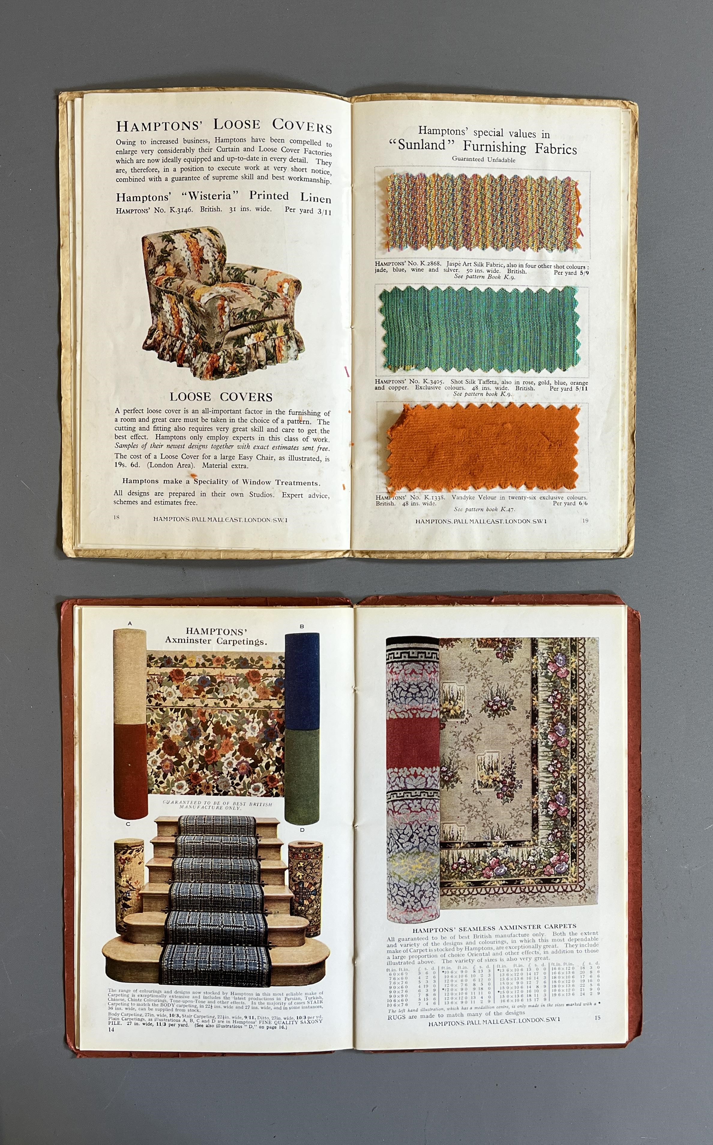 HAMPTONS & CO., carpet and furniture catalogues, Autumn 1927 & 1929 with The Warehouseman and Image