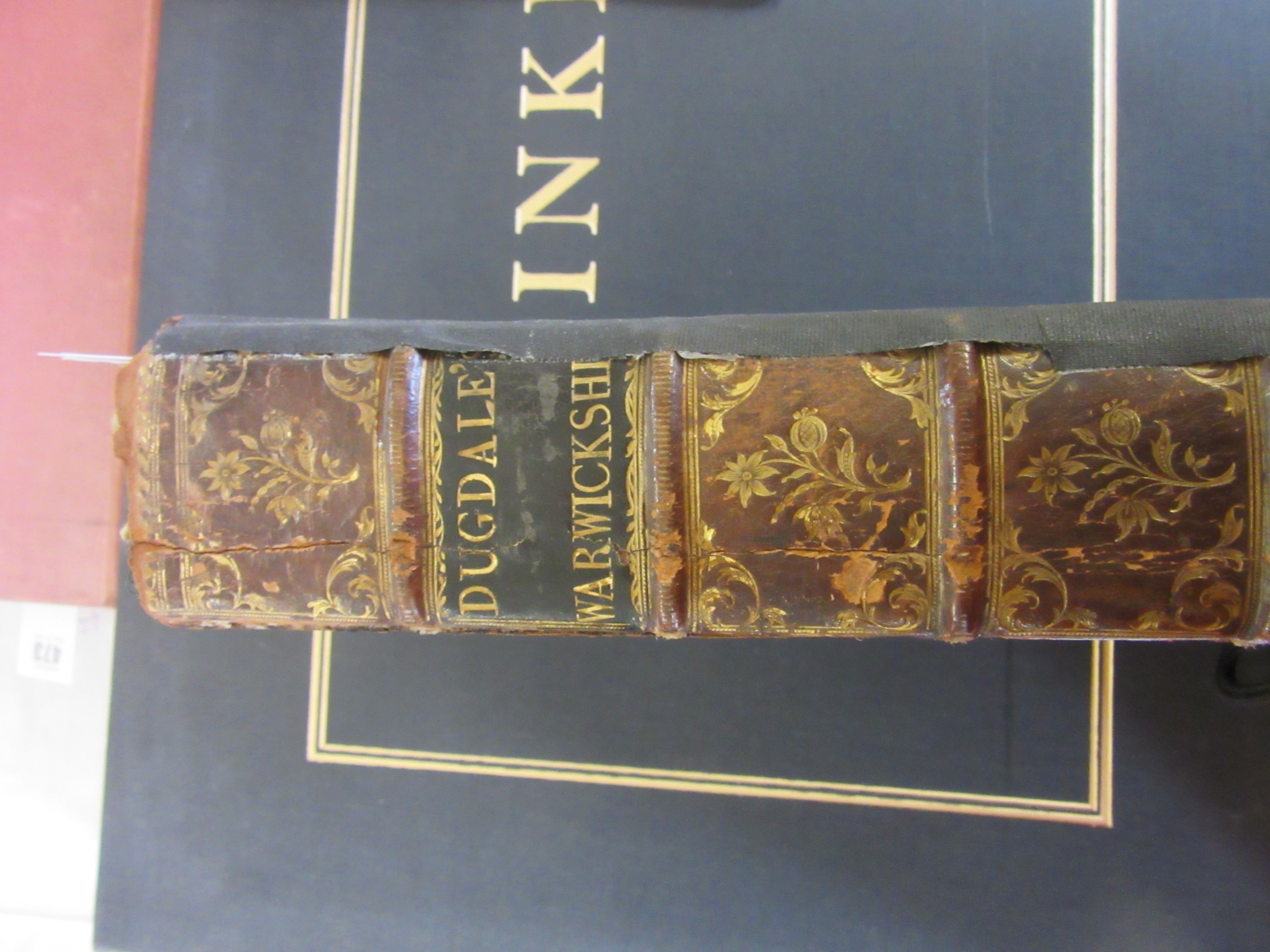 THE ANTIQUITIES OF WARWICKSHIRE, William Dugdale, 1655, Thomas Warren, diced calf binding with taped Image