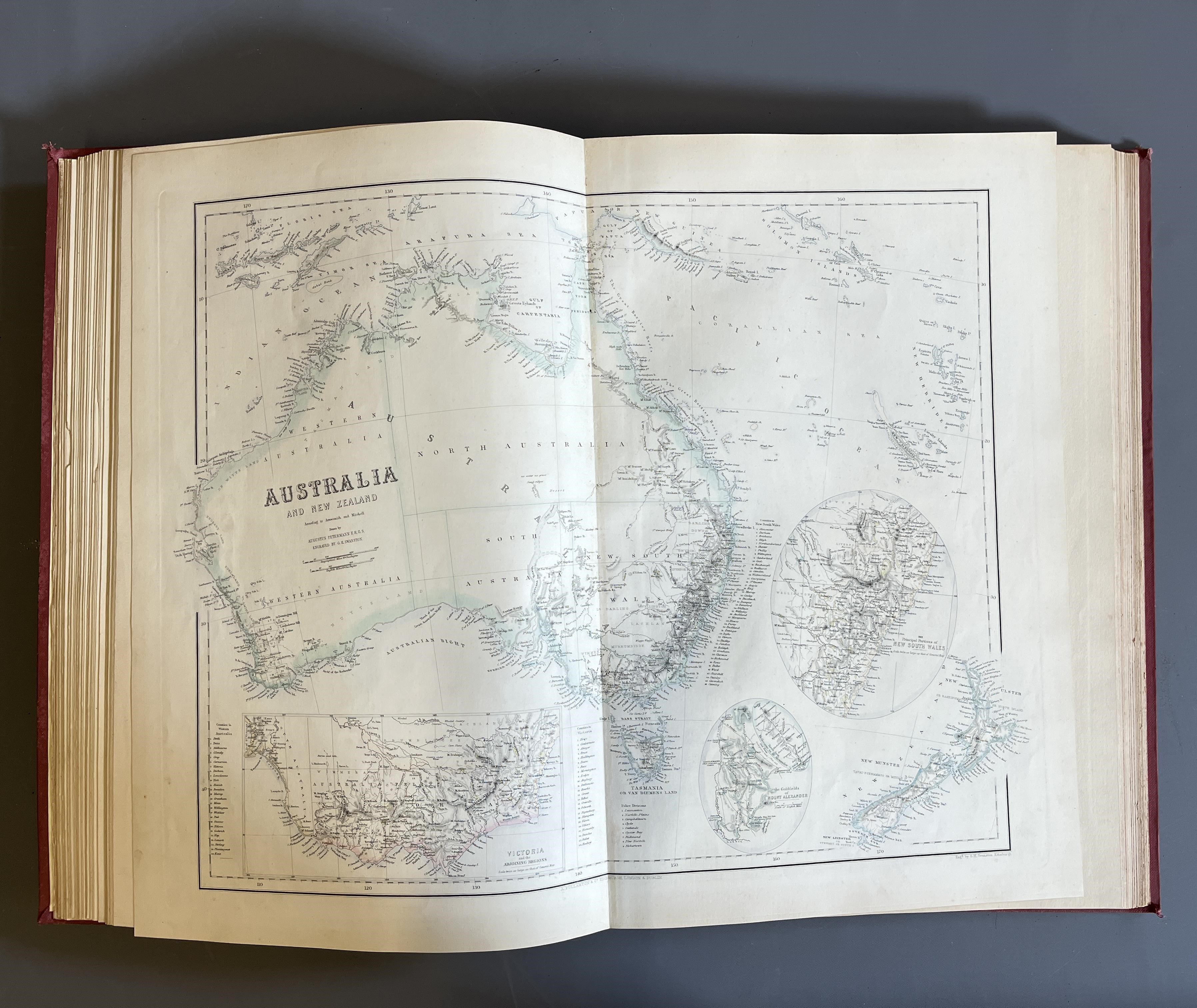 A COMPANION ATLAS TO THE GAZETEER OF THE WORLD, 48 MAPS, G H Swanston, A Fullarton & Co, robustly Image