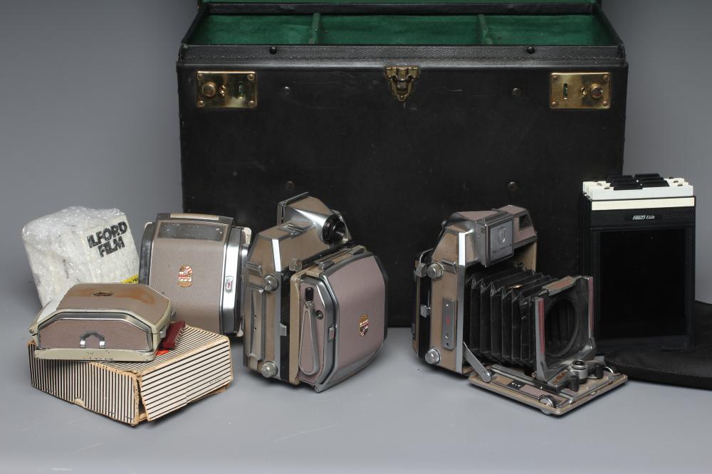 TWO LINHOF TECHNIKA CAMERA BODIES, comprising an A.P. and an A.P.a., together with one Linhof lenses Image