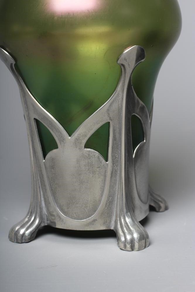 AN ART NOUVEAU EARTHENWARE VASE BY J. VON SCHWARZ of bulbous form with rounded trefoil neck in a Image