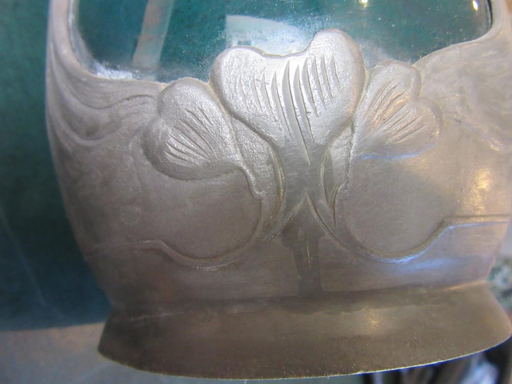 AN ART NOUVEAU EARTHENWARE VASE BY J. VON SCHWARZ of bulbous form with rounded trefoil neck in a Image