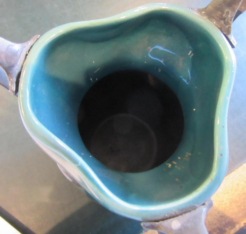 AN ART NOUVEAU EARTHENWARE VASE BY J. VON SCHWARZ of bulbous form with rounded trefoil neck in a Image