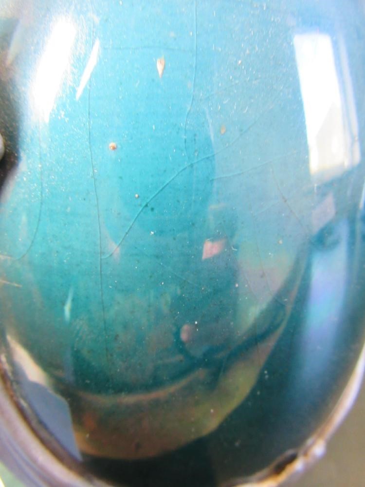 AN ART NOUVEAU EARTHENWARE VASE BY J. VON SCHWARZ of bulbous form with rounded trefoil neck in a Image