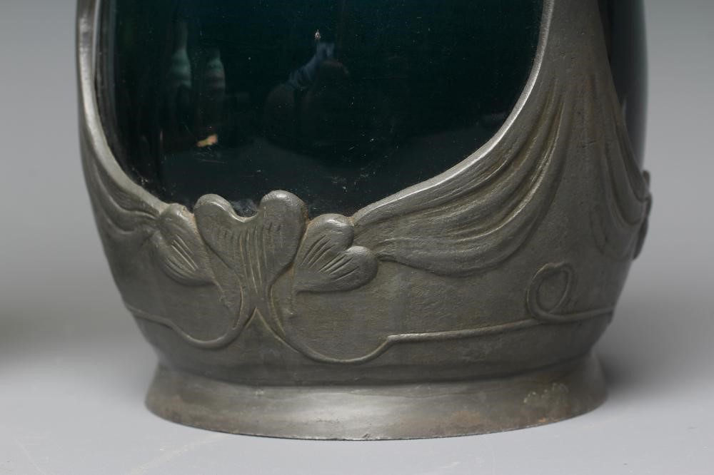 AN ART NOUVEAU EARTHENWARE VASE BY J. VON SCHWARZ of bulbous form with rounded trefoil neck in a Image