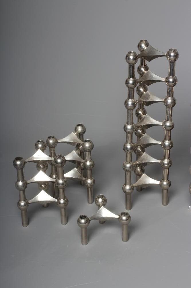 WERNER STOFF FOR NAGEL - a set of fourteen Variante S22 Konzept cast chrome modular triple candle Image