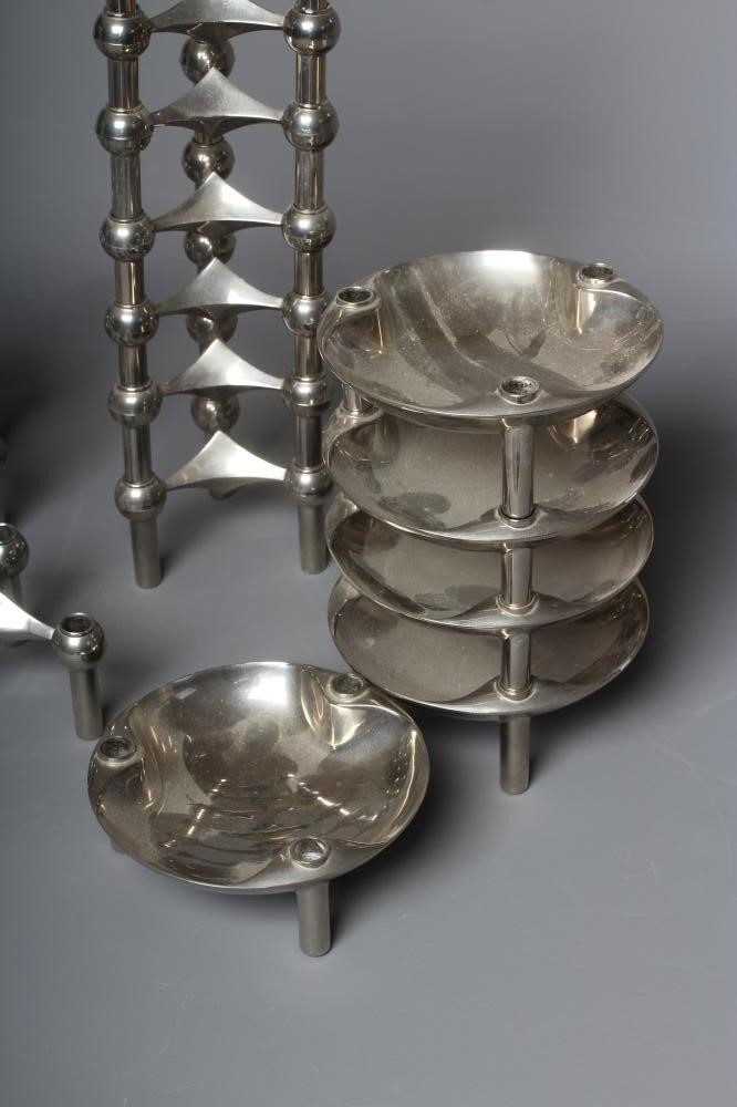 WERNER STOFF FOR NAGEL - a set of fourteen Variante S22 Konzept cast chrome modular triple candle Image