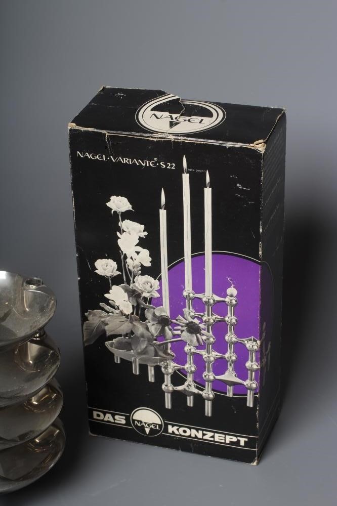 WERNER STOFF FOR NAGEL - a set of fourteen Variante S22 Konzept cast chrome modular triple candle Image