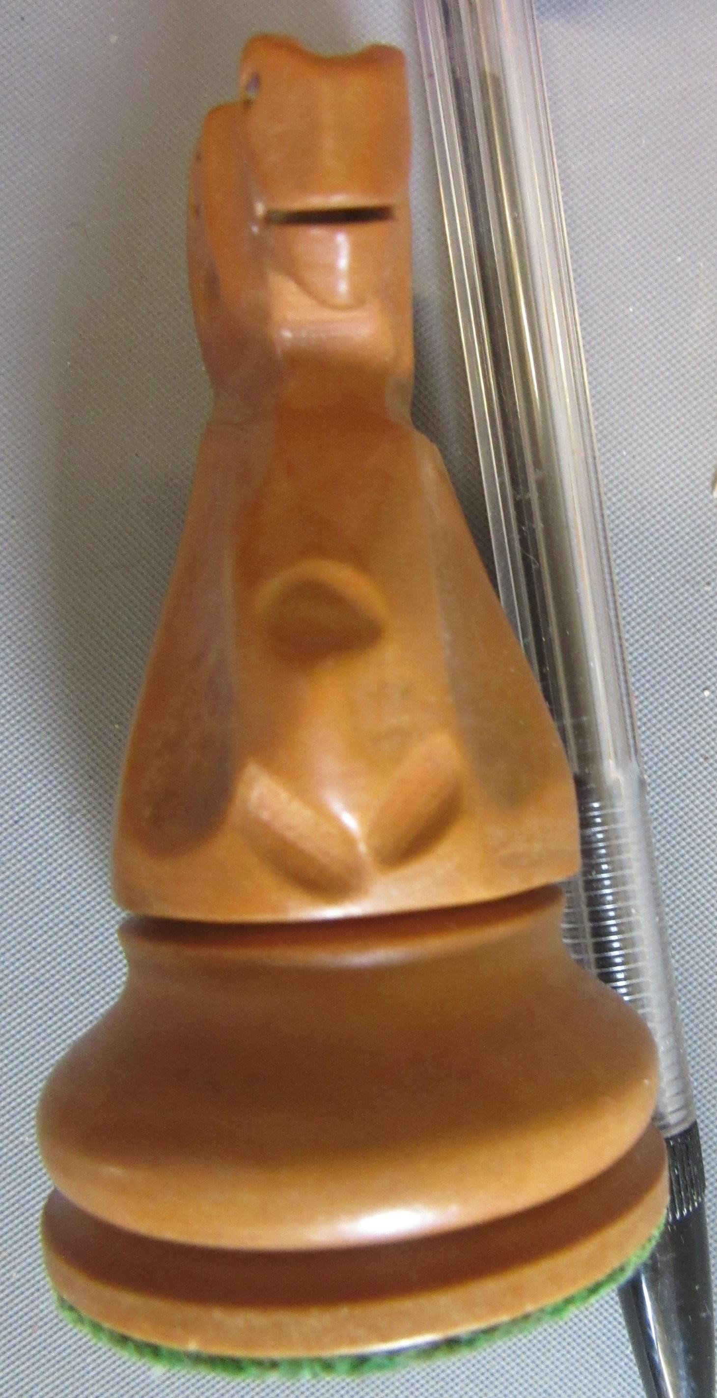 A JAQUES STAUNTON CHESS SET, c.1981, in box and ebony, weighted, in green baize lined box with Image