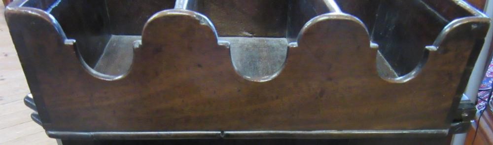 A GEORGIAN MAHOGANY BOTTLE CARRIER with six compartments and central carrying handle, 18" l x 13 Image