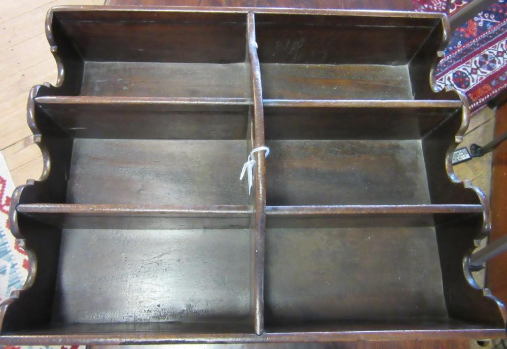 A GEORGIAN MAHOGANY BOTTLE CARRIER with six compartments and central carrying handle, 18" l x 13 Image