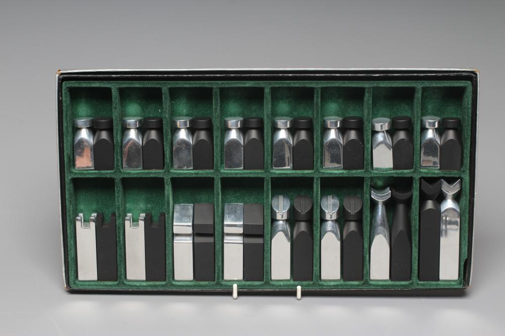 A SATELLITE CHESS SET BY STUDIO ANNE CARLTON, early 1980's, the abstract Space Age pieces in Image