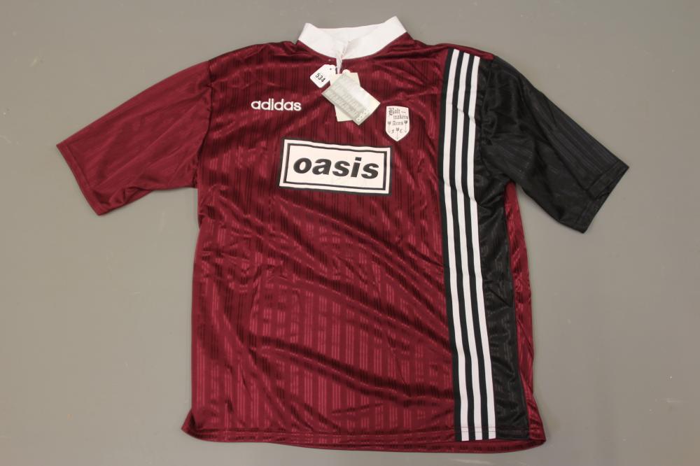 NOEL GALLAGHER - A BESPOKE ADIDAS BOLT MAKERS ARMS PUB FOOTBALL TEAM SHIRT produced when Oasis Image