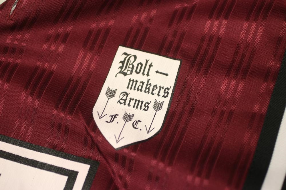 PAUL 'GUIGSY' MCGUIGAN - A BESPOKE ADIDAS BOLT MAKERS ARMS PUB FOOTBALL TEAM SHIRT produced when Image