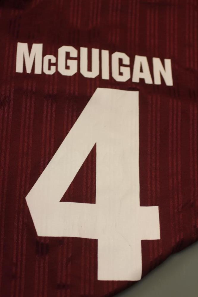 PAUL 'GUIGSY' MCGUIGAN - A BESPOKE ADIDAS BOLT MAKERS ARMS PUB FOOTBALL TEAM SHIRT produced when Image