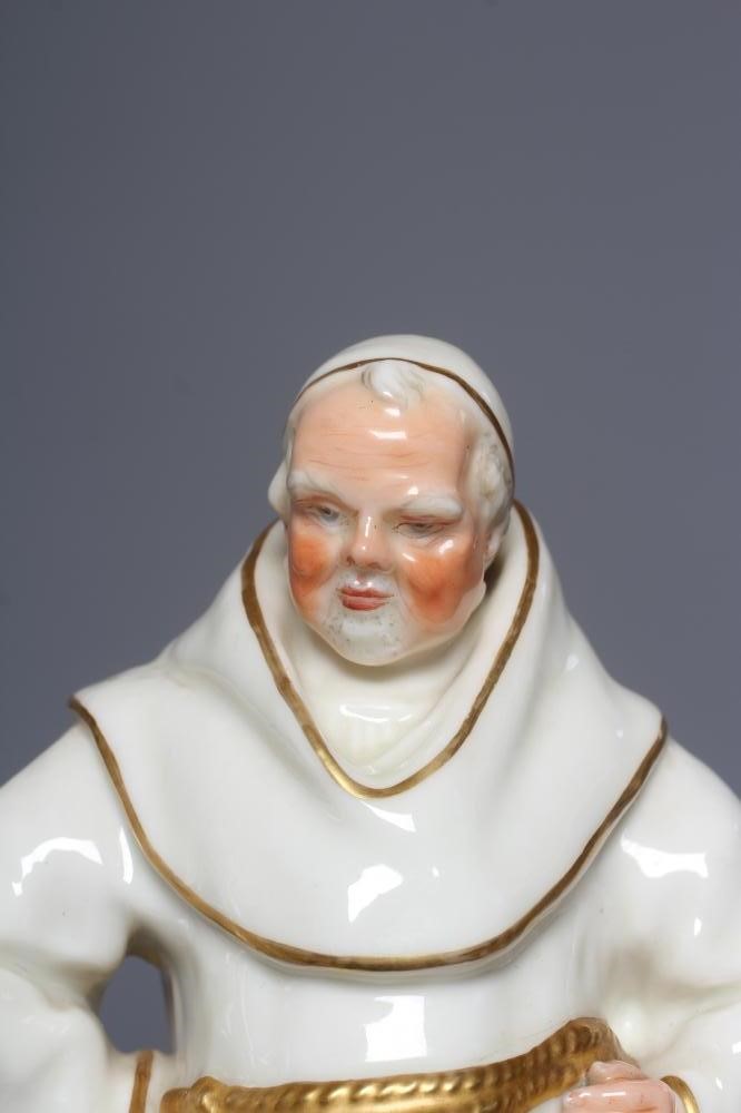 TWO ROYAL WORCESTER WHITE MONKS, 1883, modelled by James Hadley, each standing with his left hand on Image