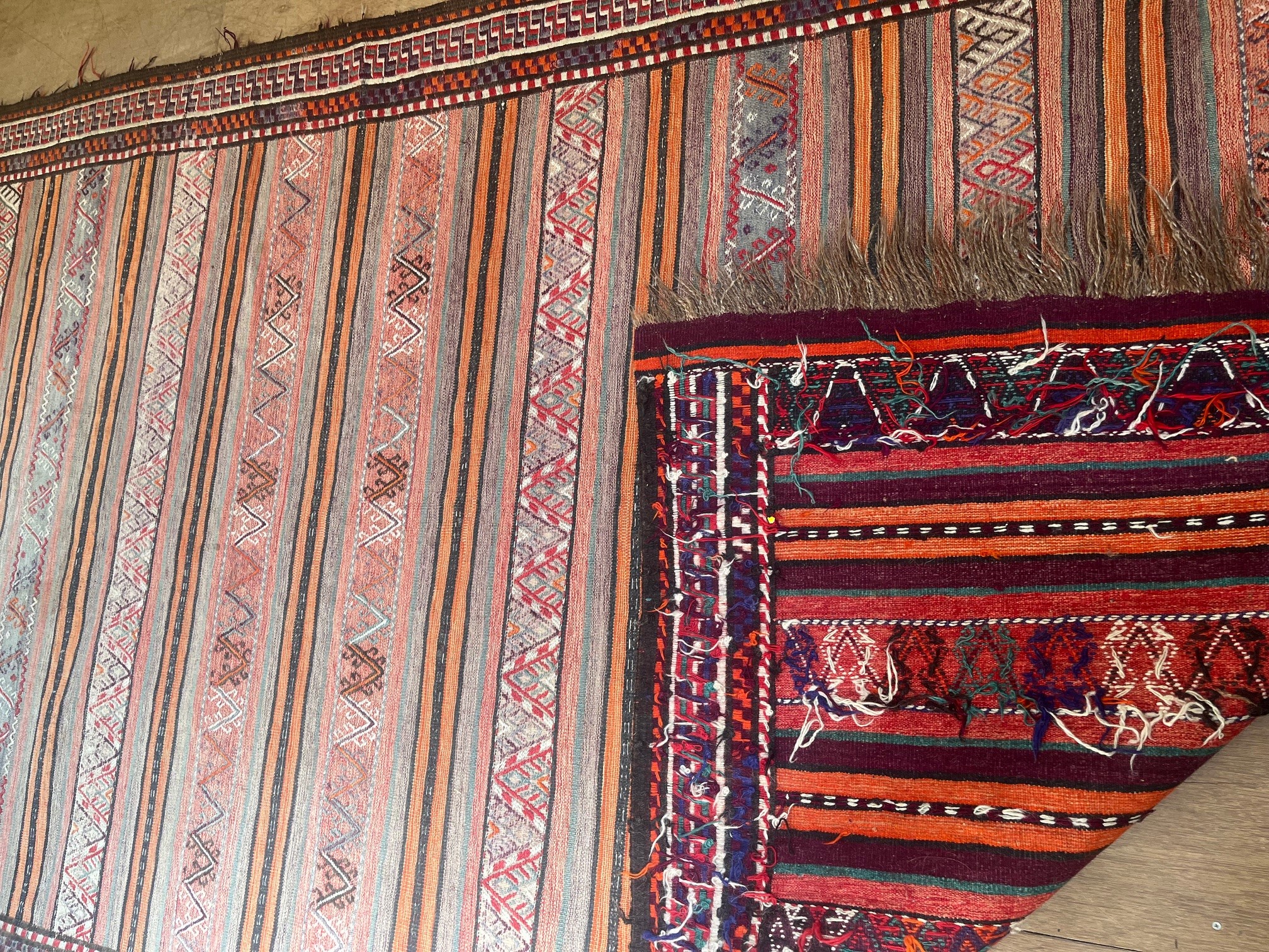 A PERSIAN KILIM FLAT WEAVE WOOL RUG Image