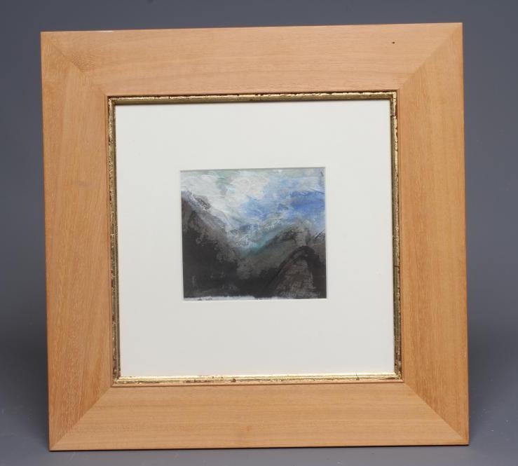 KATHERINE HOLMES (b.1962) Small Lakes Landscape, signed lower right, gouache, 5" x 5 1/2", framed Image