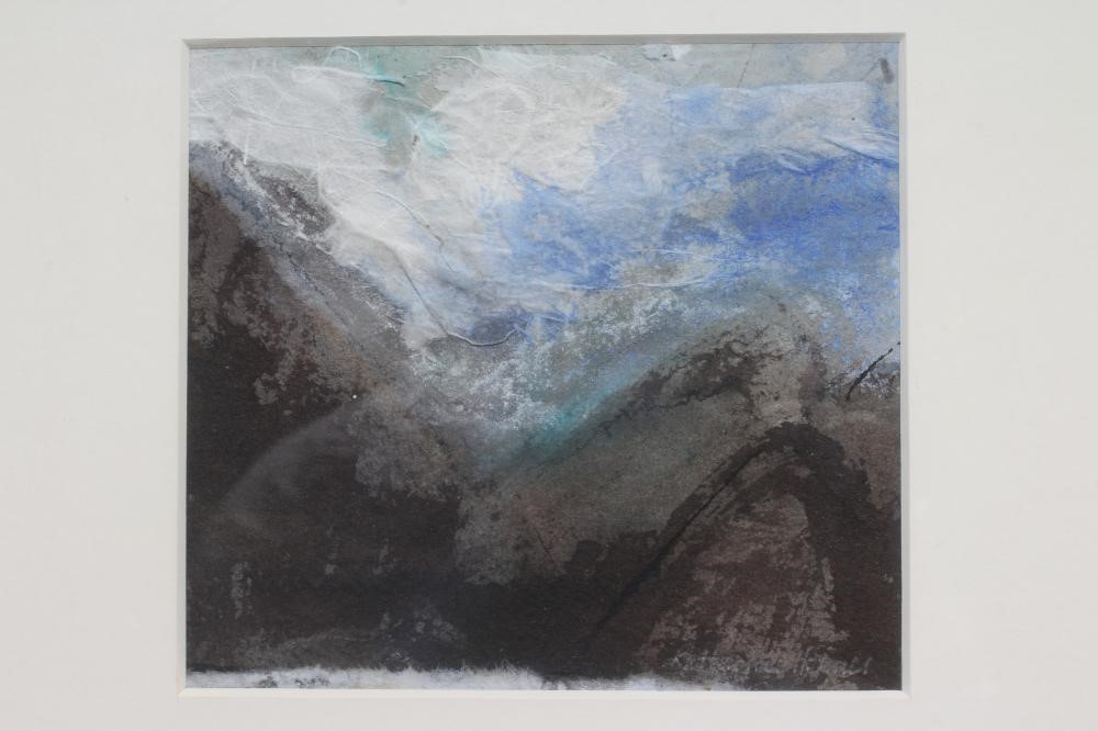 KATHERINE HOLMES (b.1962) Small Lakes Landscape, signed lower right, gouache, 5" x 5 1/2", framed Image