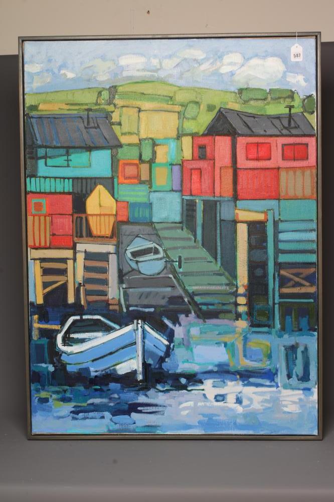 IAN BURKE (b.1955) Bishop's Dock, signed, inscribed with title and dated 2012 verso, oil on canvas, Image