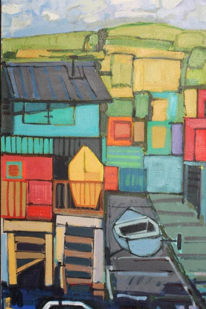 IAN BURKE (b.1955) Bishop's Dock, signed, inscribed with title and dated 2012 verso, oil on canvas, Image