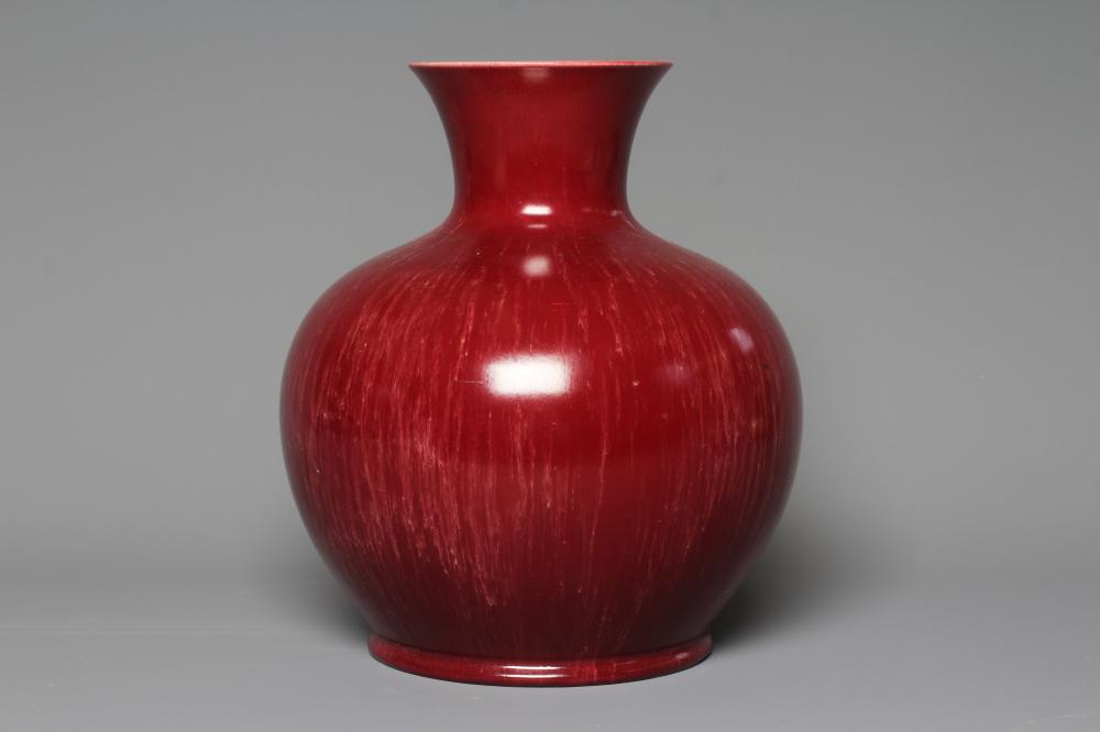 A PILKINGTON POTTERY LARGE VASE, 1906, of baluster form, in a matt streaky red glaze, turquoise base Image
