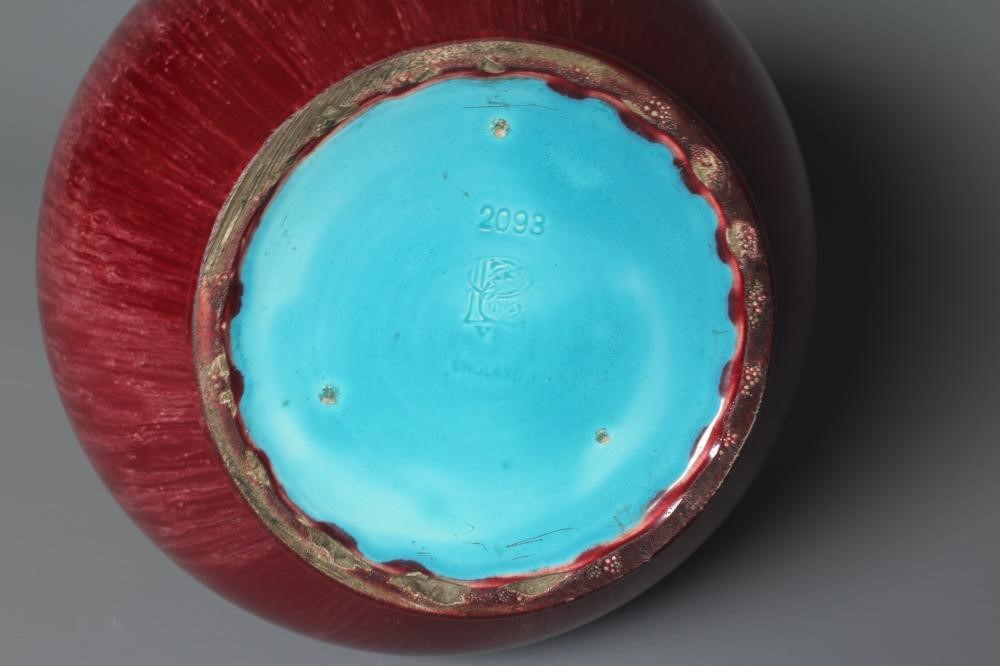 A PILKINGTON POTTERY LARGE VASE, 1906, of baluster form, in a matt streaky red glaze, turquoise base Image