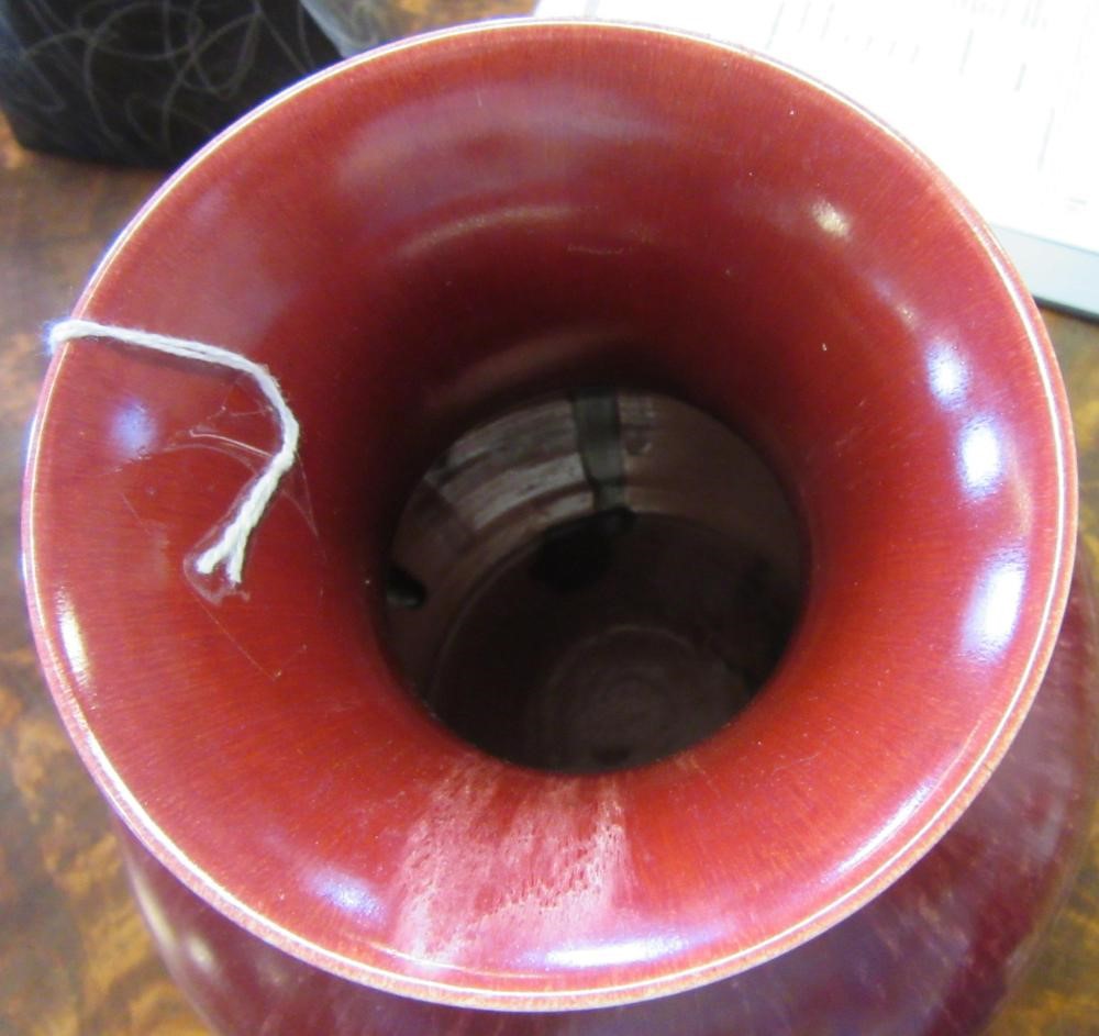 A PILKINGTON POTTERY LARGE VASE, 1906, of baluster form, in a matt streaky red glaze, turquoise base Image