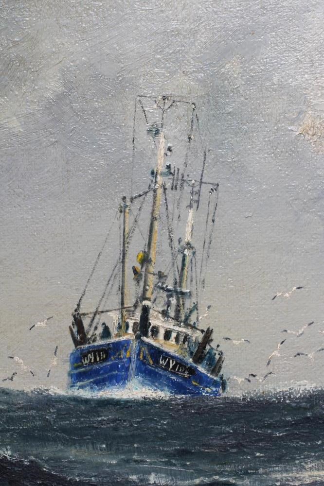JACK RIGG (1927-2023) Off Whitby, signed lower left, oil on board, 11 1/2" x 15 1/2", modern gilt Image