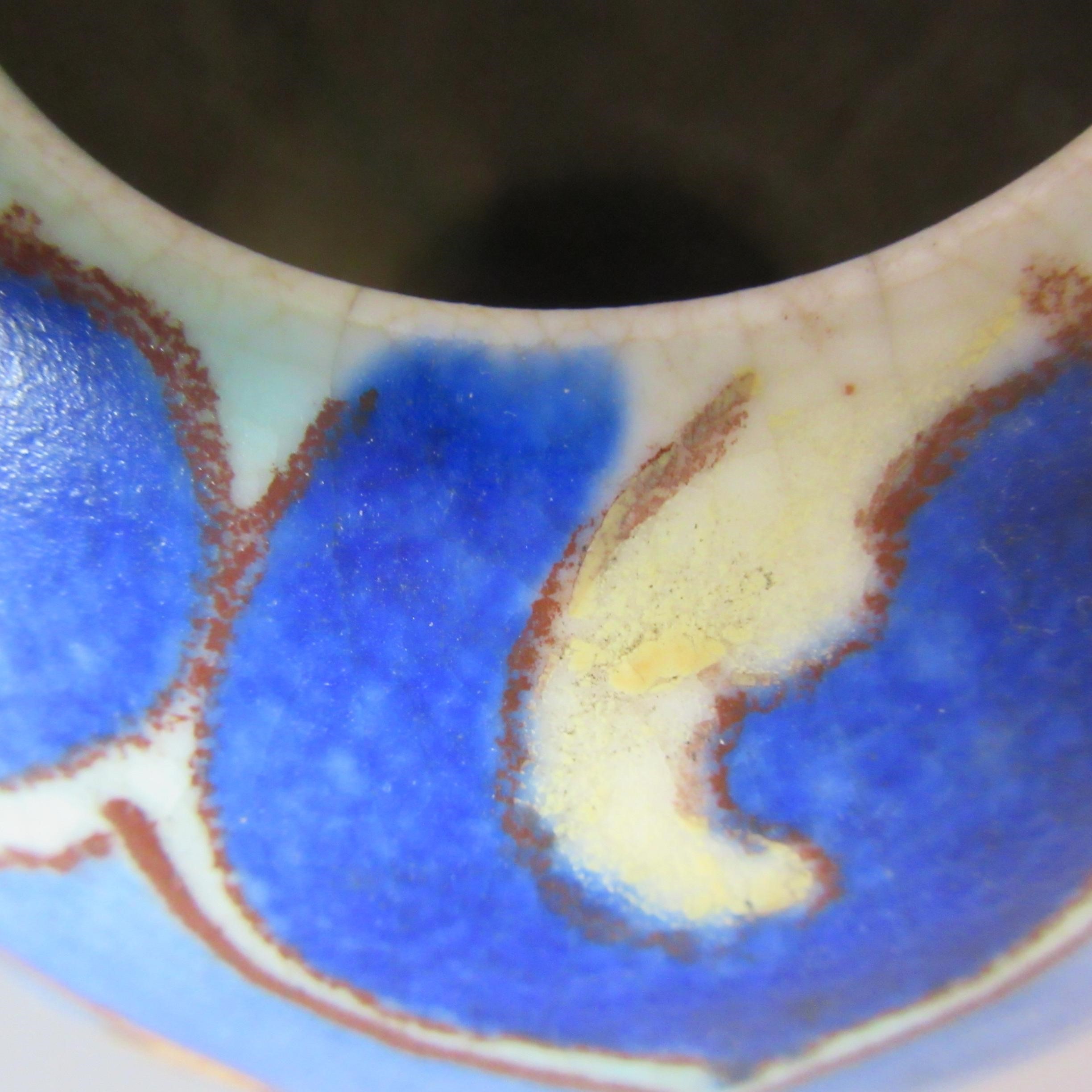 A CLARICE CLIFF NEWPORT POTTERY BIZARRE INSPIRATION SPHERICAL VASE painted in shades of blues and Image