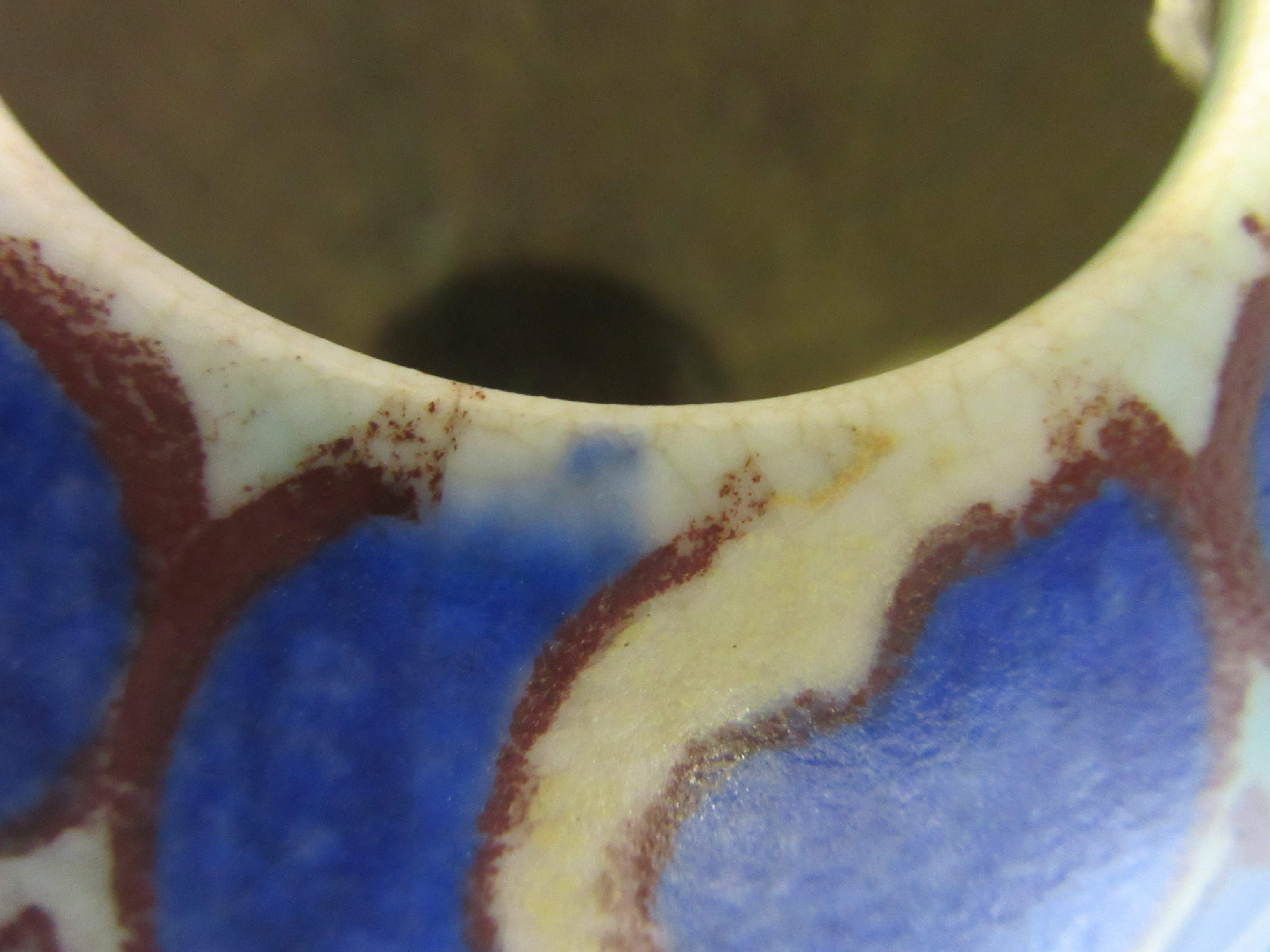 A CLARICE CLIFF NEWPORT POTTERY BIZARRE INSPIRATION SPHERICAL VASE painted in shades of blues and Image