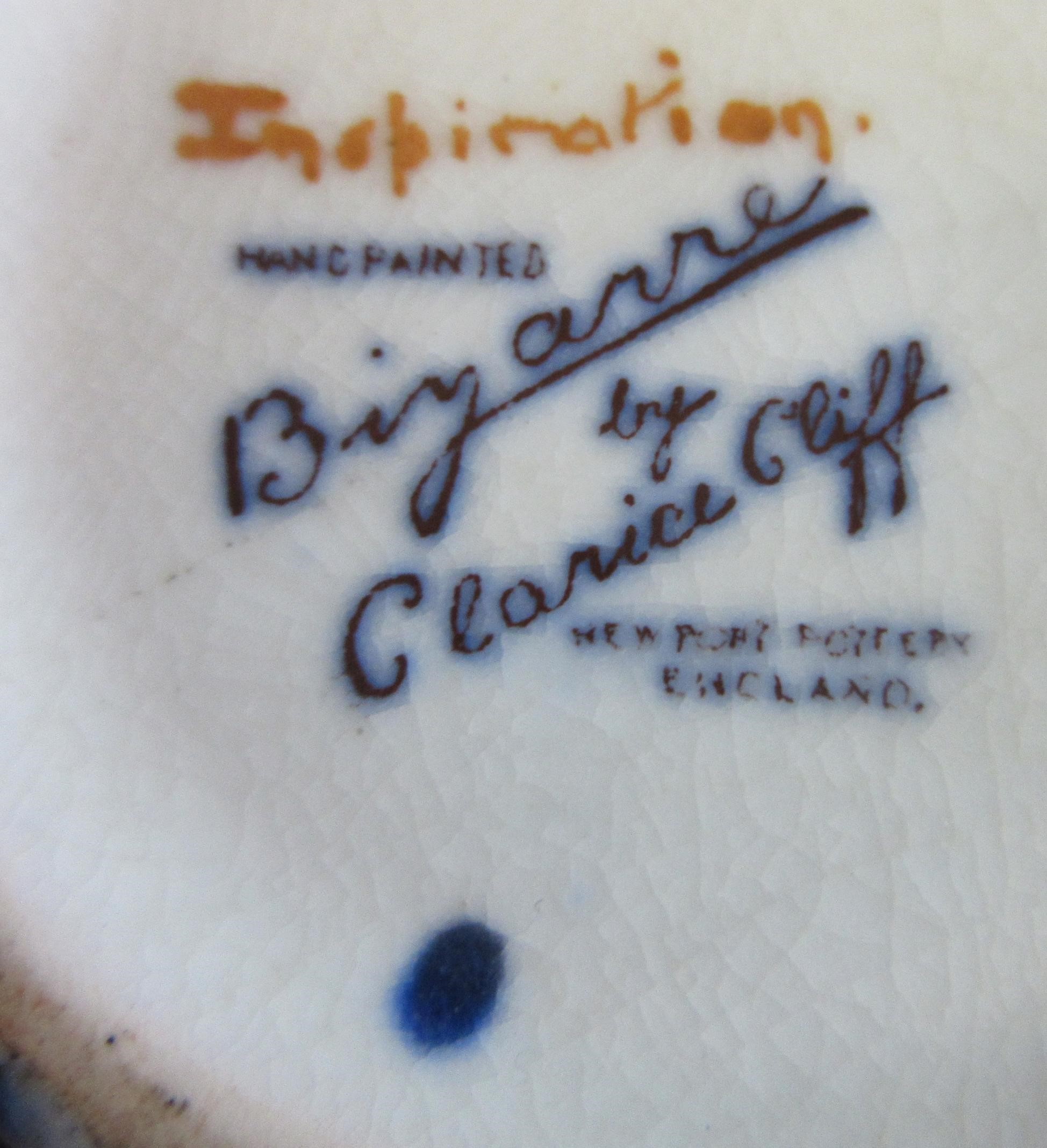 A CLARICE CLIFF NEWPORT POTTERY BIZARRE INSPIRATION SPHERICAL VASE painted in shades of blues and Image
