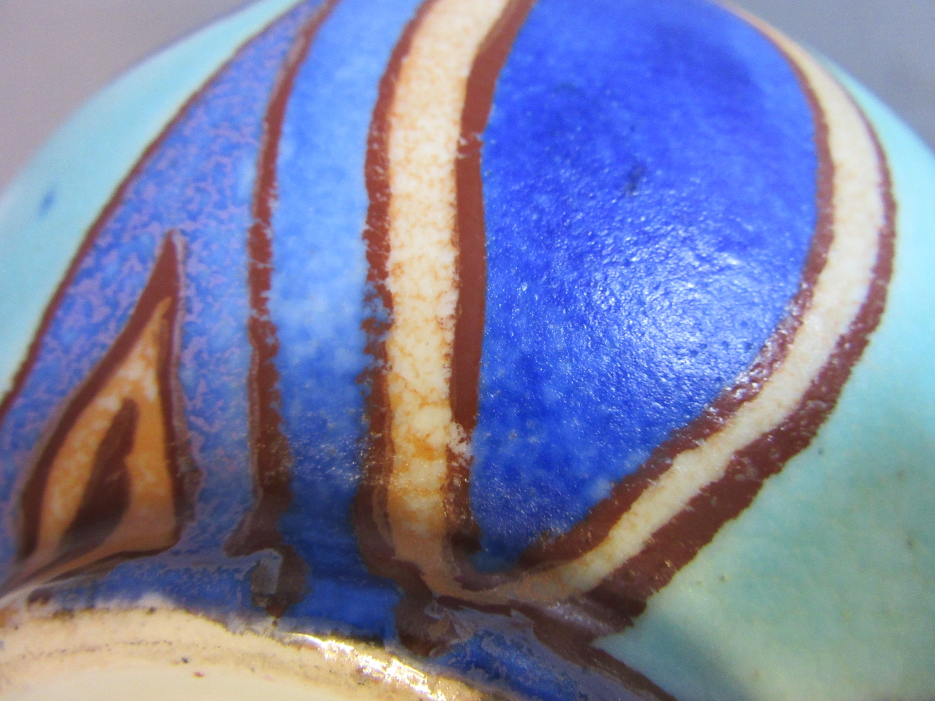 A CLARICE CLIFF NEWPORT POTTERY BIZARRE INSPIRATION SPHERICAL VASE painted in shades of blues and Image
