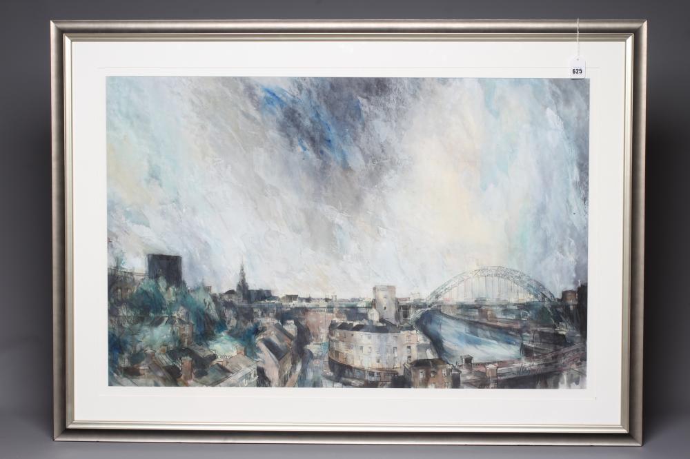 HAROLD WHARFE (1916-1999) View of Newcastle, signed lower right, watercolour, 26" x 39 1/2", framed Image