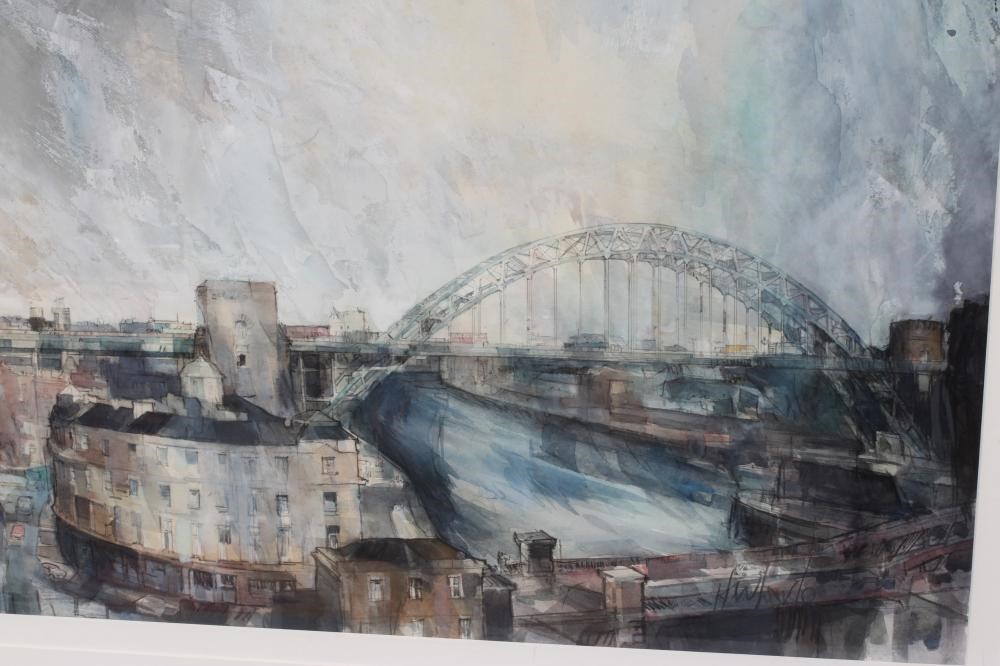 HAROLD WHARFE (1916-1999) View of Newcastle, signed lower right, watercolour, 26" x 39 1/2", framed Image