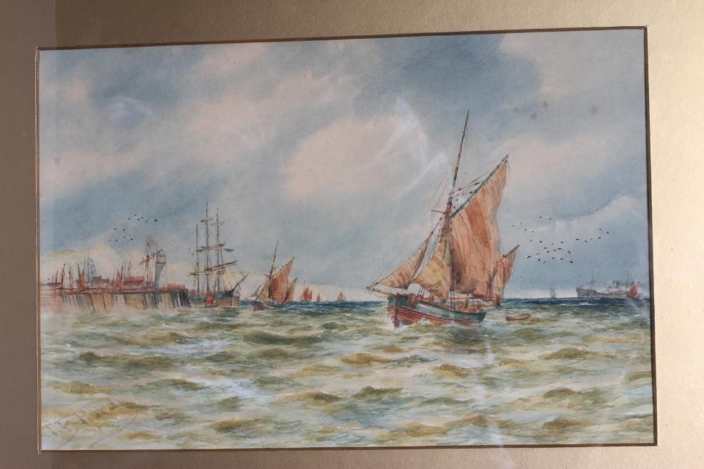THOMAS BUSH HARDY (1842-1897) Fishing Boats Entering and Departing a Busy Harbour, a pair, both Image