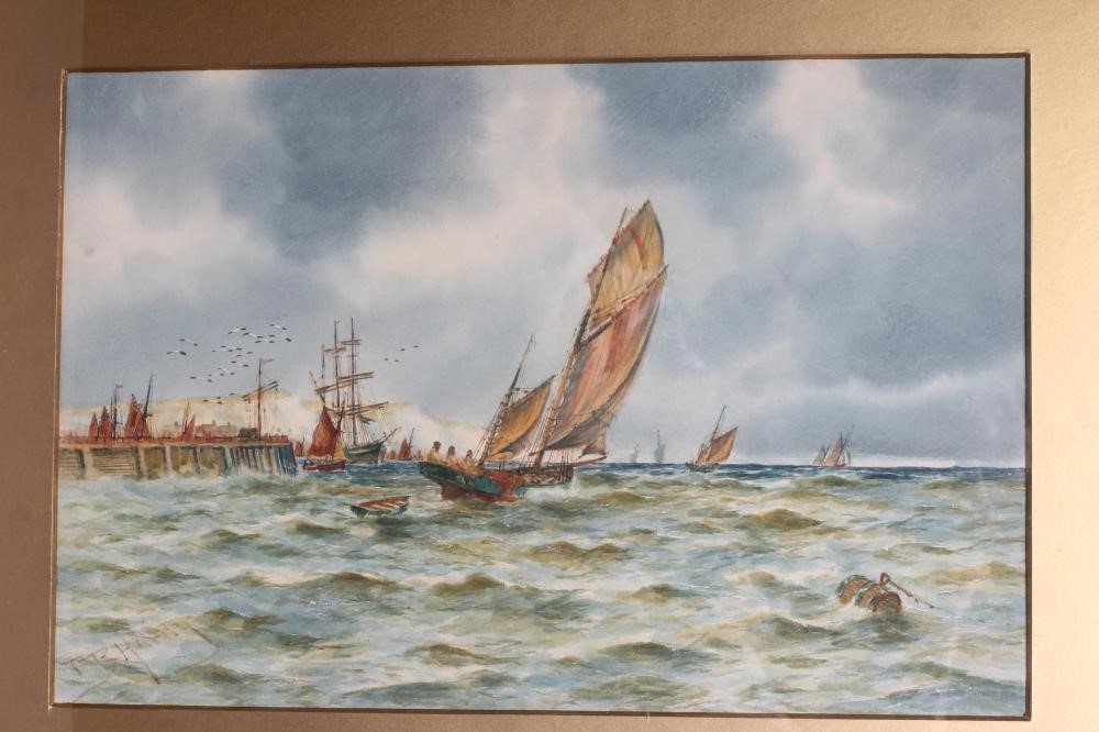 THOMAS BUSH HARDY (1842-1897) Fishing Boats Entering and Departing a Busy Harbour, a pair, both Image
