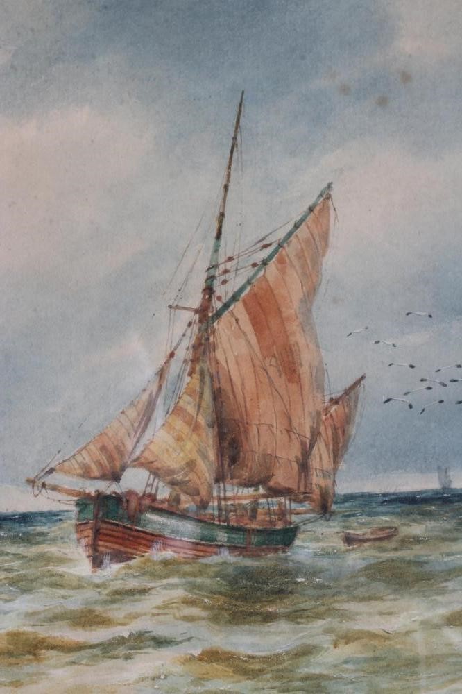 THOMAS BUSH HARDY (1842-1897) Fishing Boats Entering and Departing a Busy Harbour, a pair, both Image