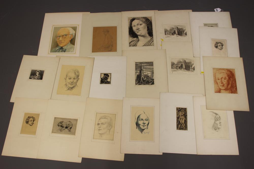 GEORGE WILLOTT (1900-2000) Sixteen unframed works to include a watercolour self portrait Image