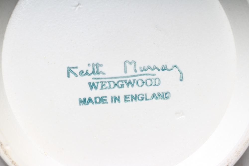 KEITH MURRAY FOR WEDGWOOD - A MOONSTONE POTTERY FOOTBALL VASE, printed Keith Murray, WEDGWOOD MADE Image