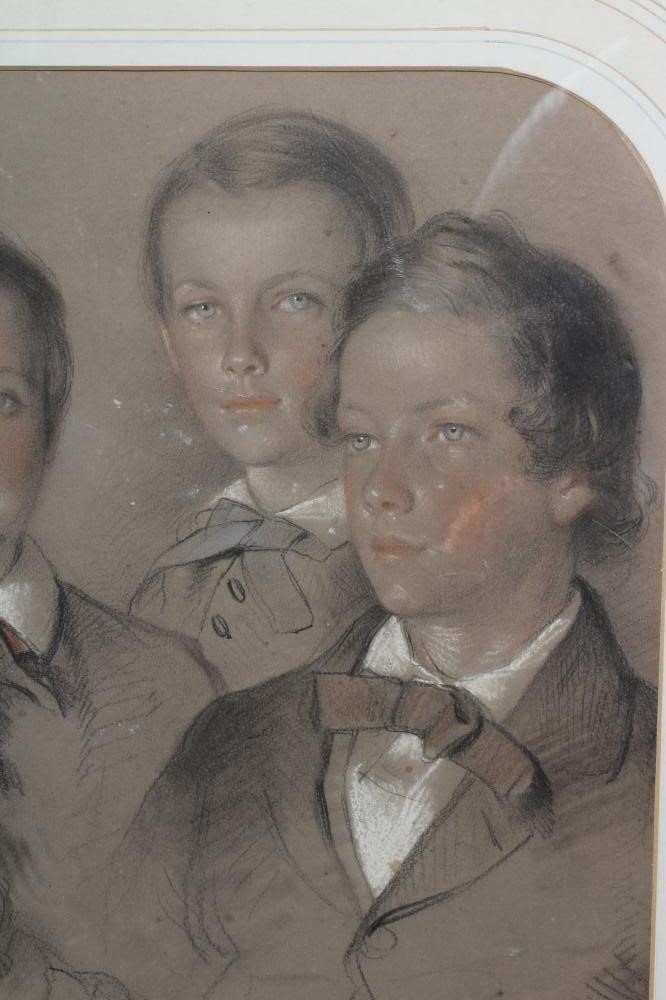 JAMES ARCHER (1822-1904) Portrait of Four Young Boys, signed lower right, dated 1836, coloured Image