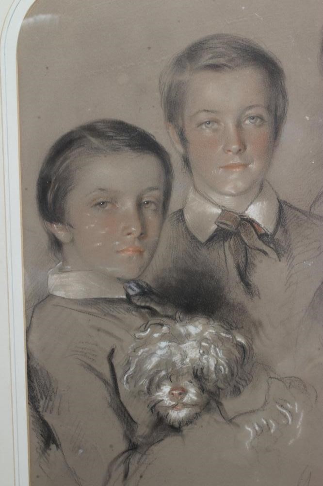 JAMES ARCHER (1822-1904) Portrait of Four Young Boys, signed lower right, dated 1836, coloured Image