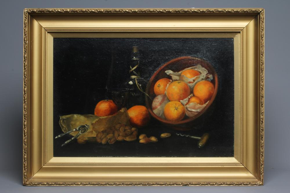 FOLLOWER OF WILLIAM JOSEPH MCCLOSKEY (1859-1941) Still Life with Oranges in Tissue Paper Image