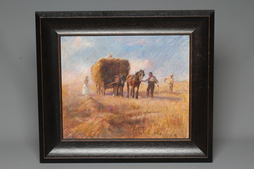 HARRY FIDLER (1856-1935) Harvest Time, signed lower right, oil on board, 14 1/2" x 17 1/2", modern Image